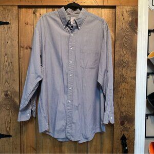 Brooks Brothers button down dress shirt. Gray with white stripe. Size 17.5